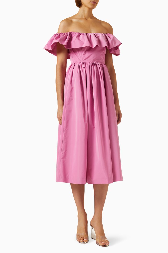 

Diana Off-Shoulder Dress in Taffeta, Pink