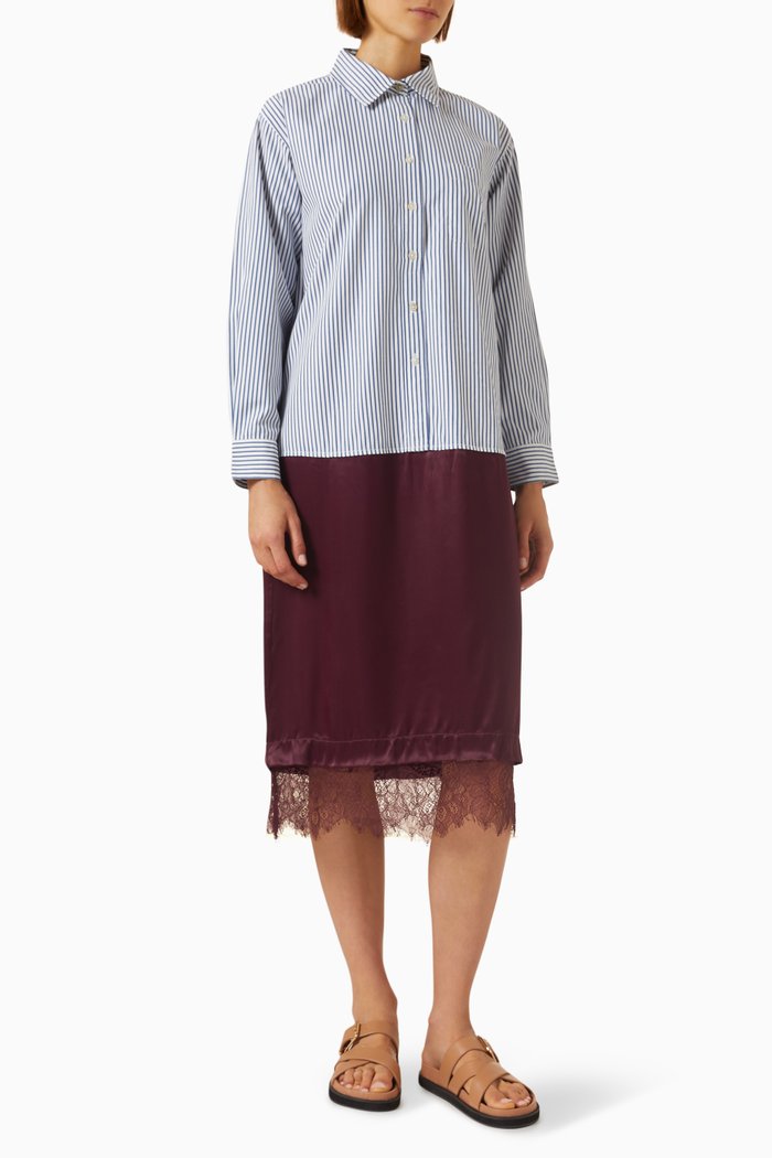 

Lorraine Lace Combo Shirt Dress in Cotton, Multicolour