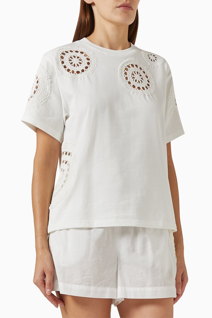 

Joy Crochet Top in Jersey, White