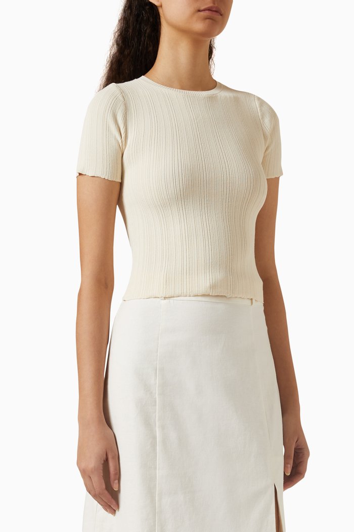 

Sloane T-shirt in Ladder Knit, Neutral