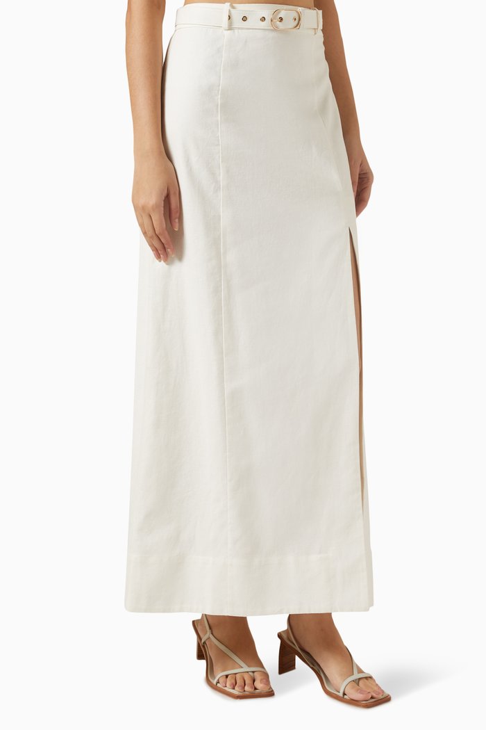 Hudson Maxi Skirt in Linen-blend, White
