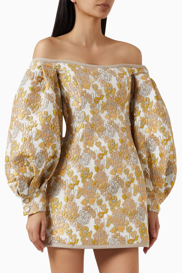

Skylar Mini Dress in Jacquard, Gold