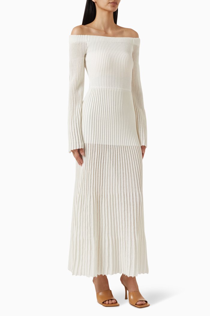 Emilia Maxi Dress in Cotton-knit, Neutral
