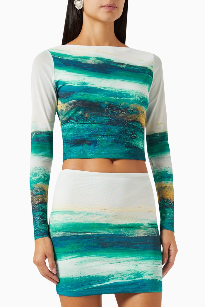 Cleo Mint Top & Skirt Set, Blue