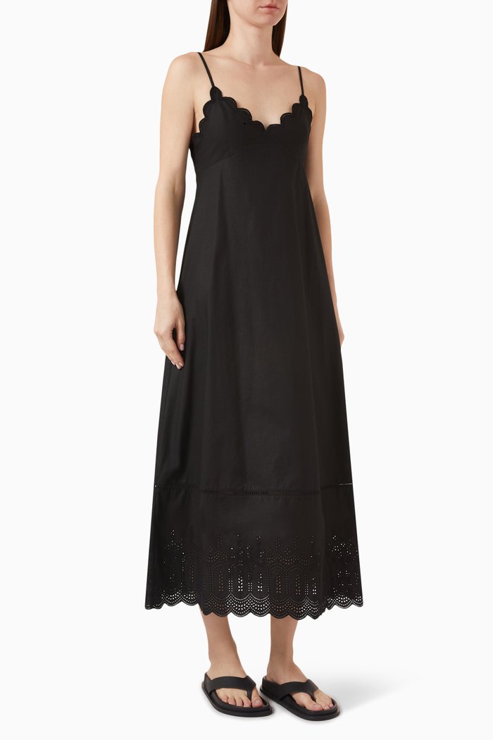 

Maisie Tie-back Maxi Dress in Cotton, Black
