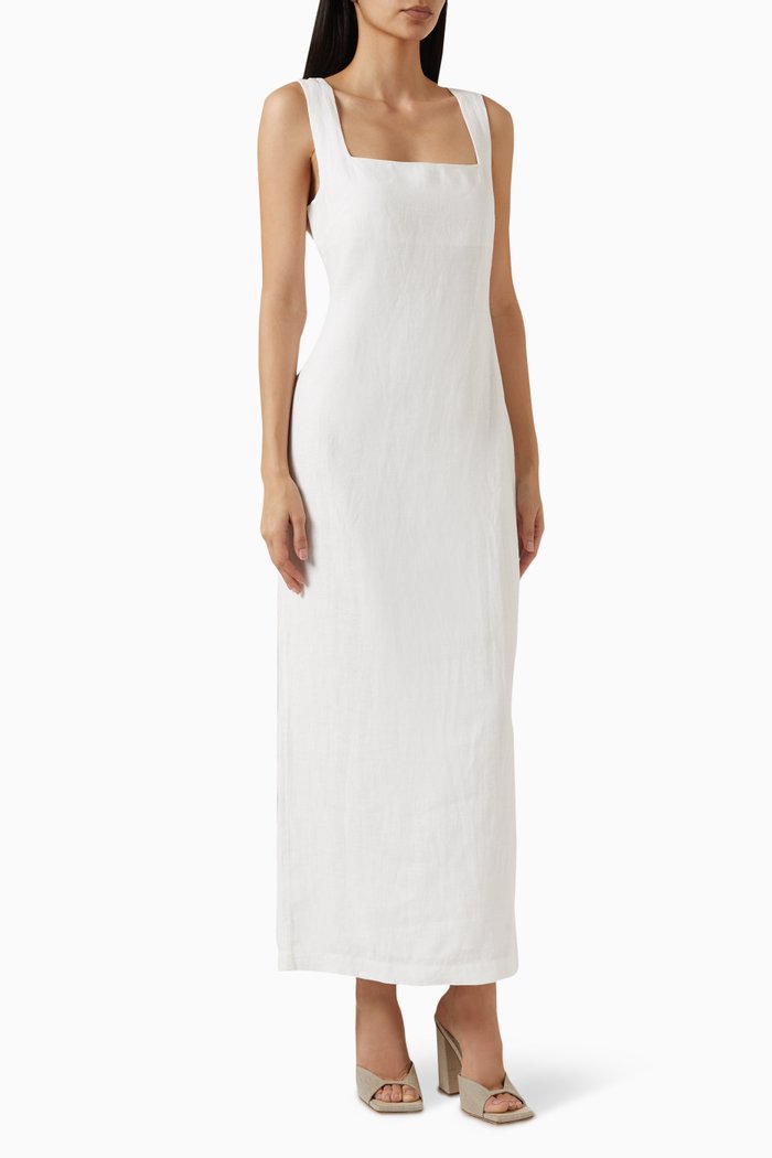 

Alice Midi Dress in Linen, White