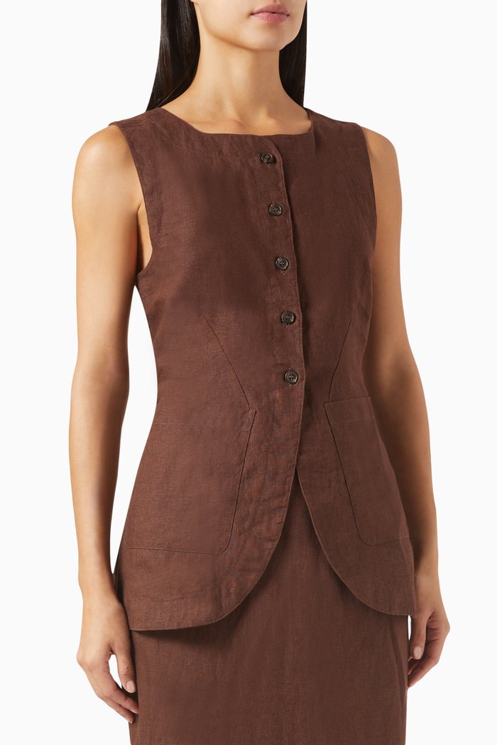 

Emma Vest in Viscose-linen, Brown