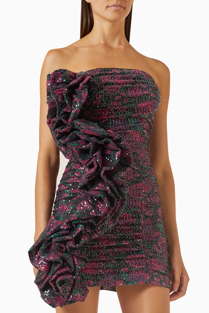 

Layla Floral-print Mini Dress in Sequins, Pink