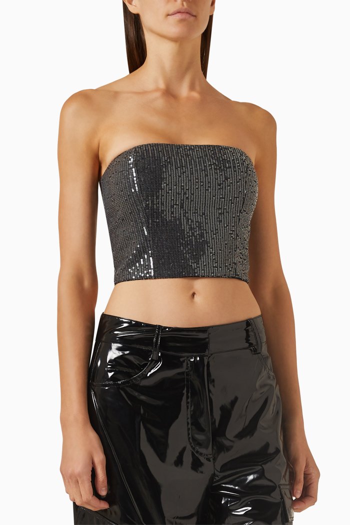 

Emili Crop Top in Sequins, Black