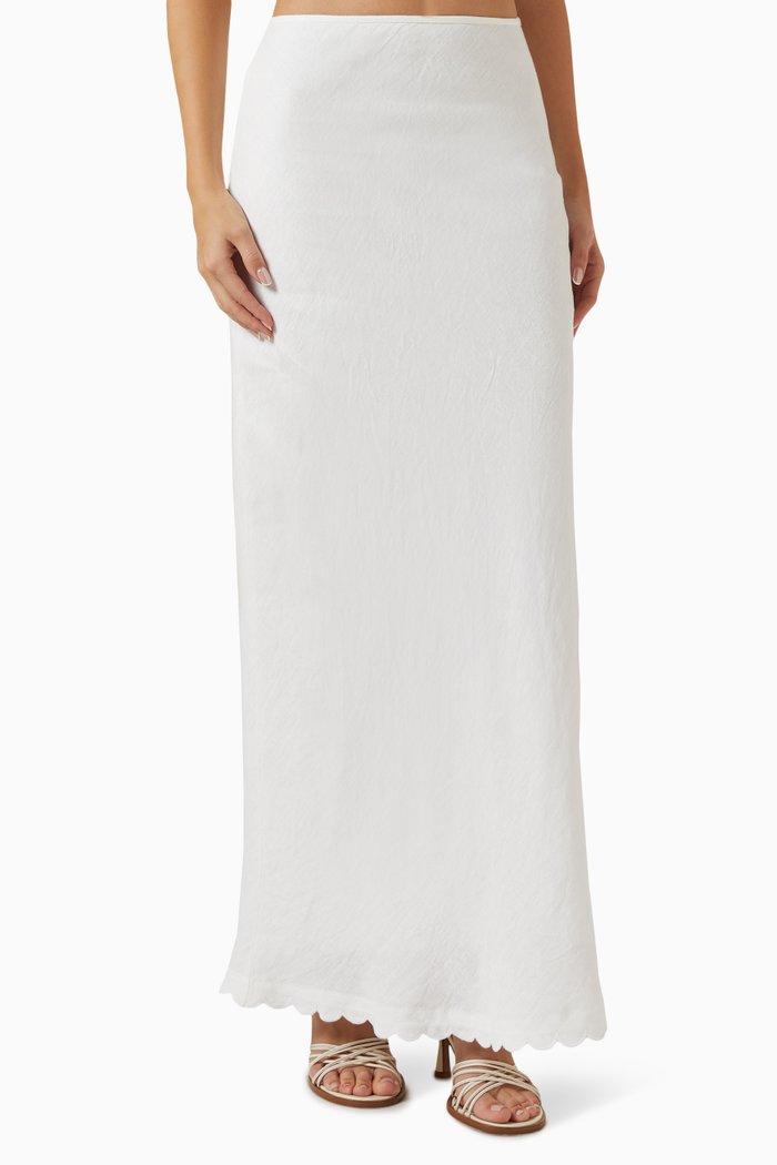 

Zayla Maxi Skirt in Linen, White