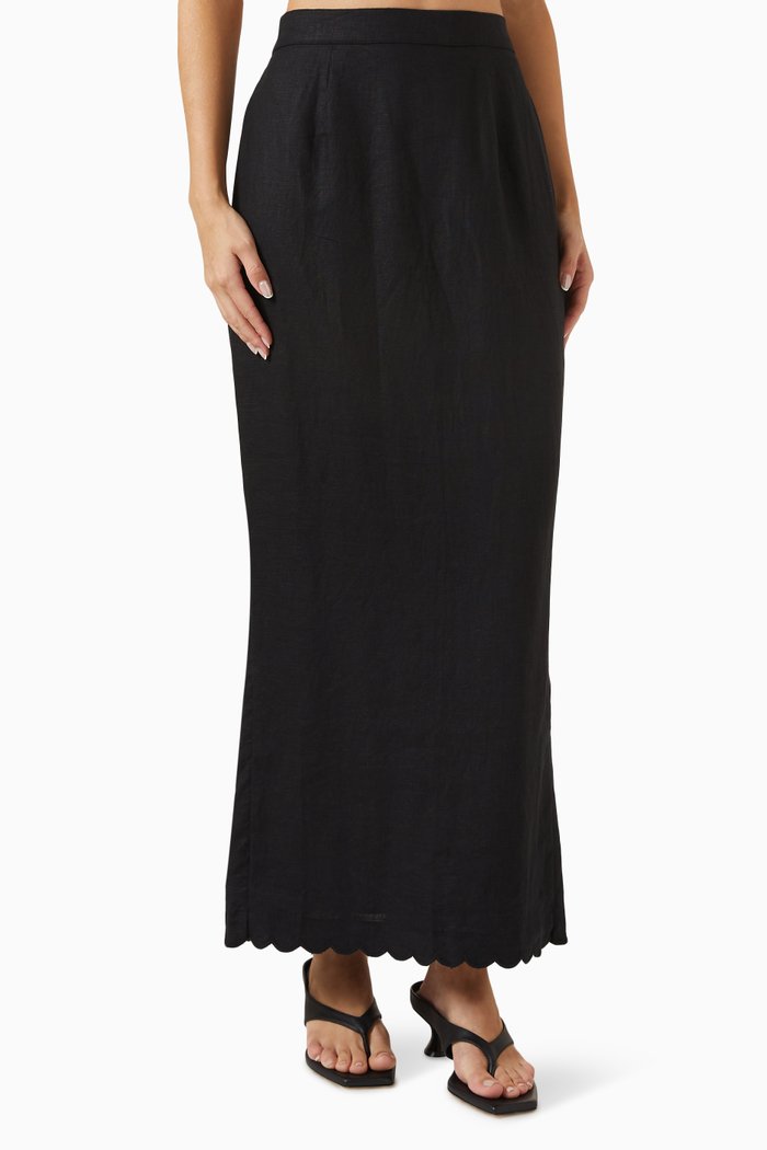 

Zayla Maxi Skirt in Linen, Black