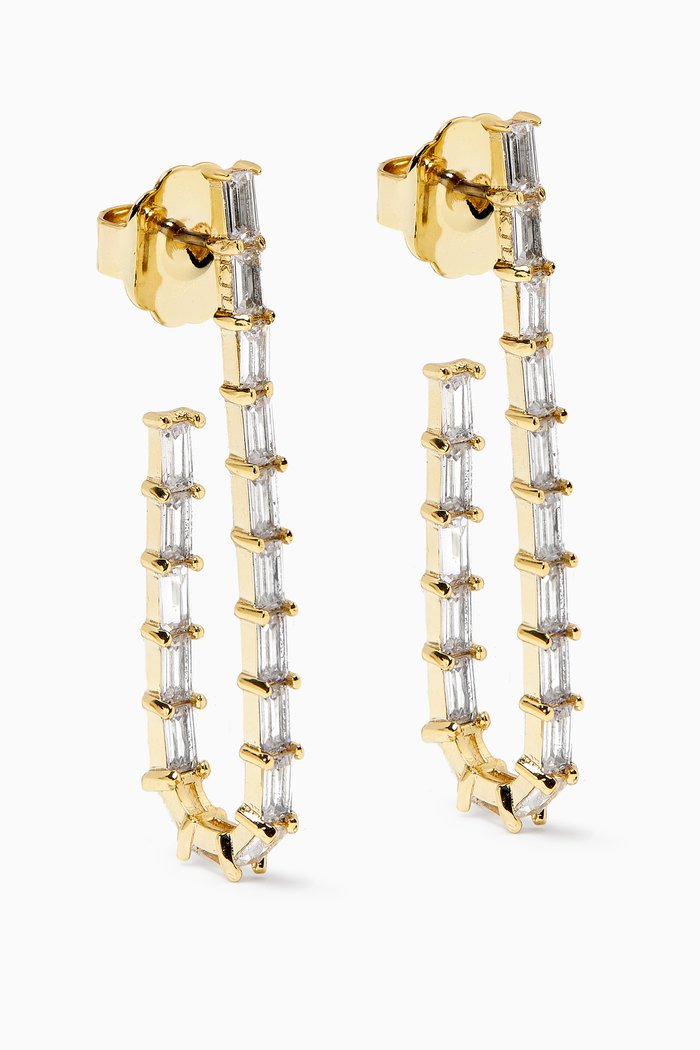 

Baguette Elongated Hoop Earrings in Gold-plated Brass