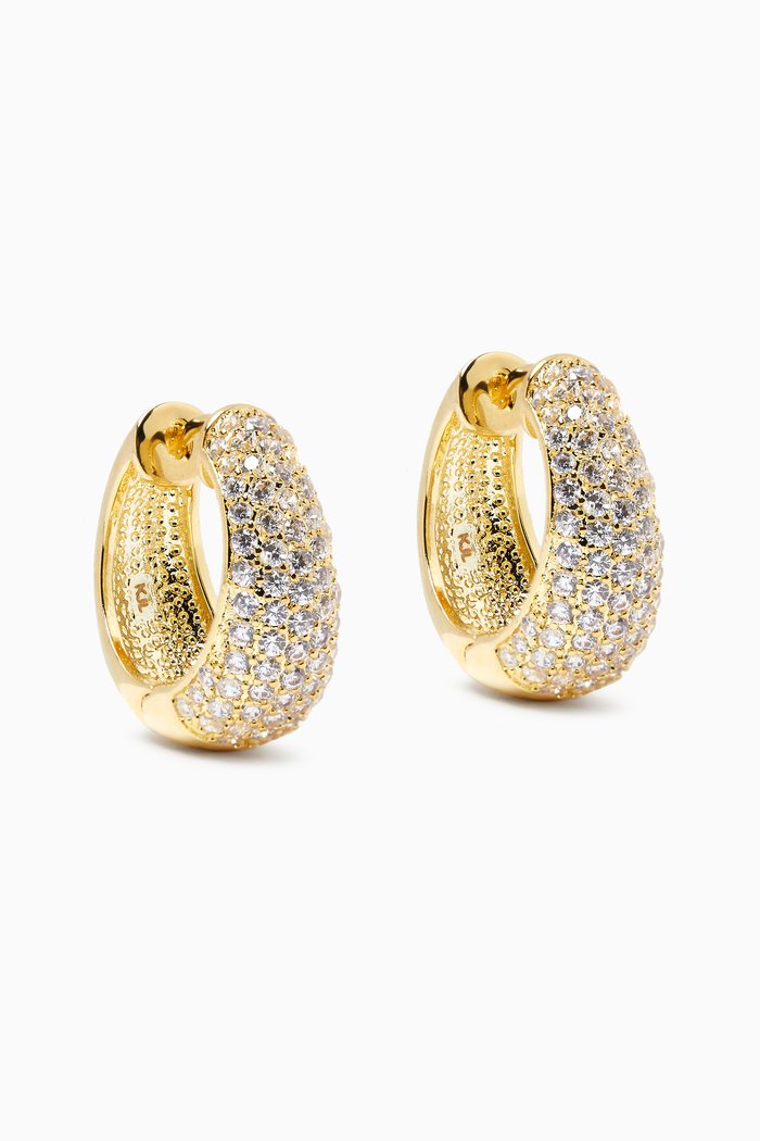 

Large Pavé Hoop Earrings in Gold-plated Brass
