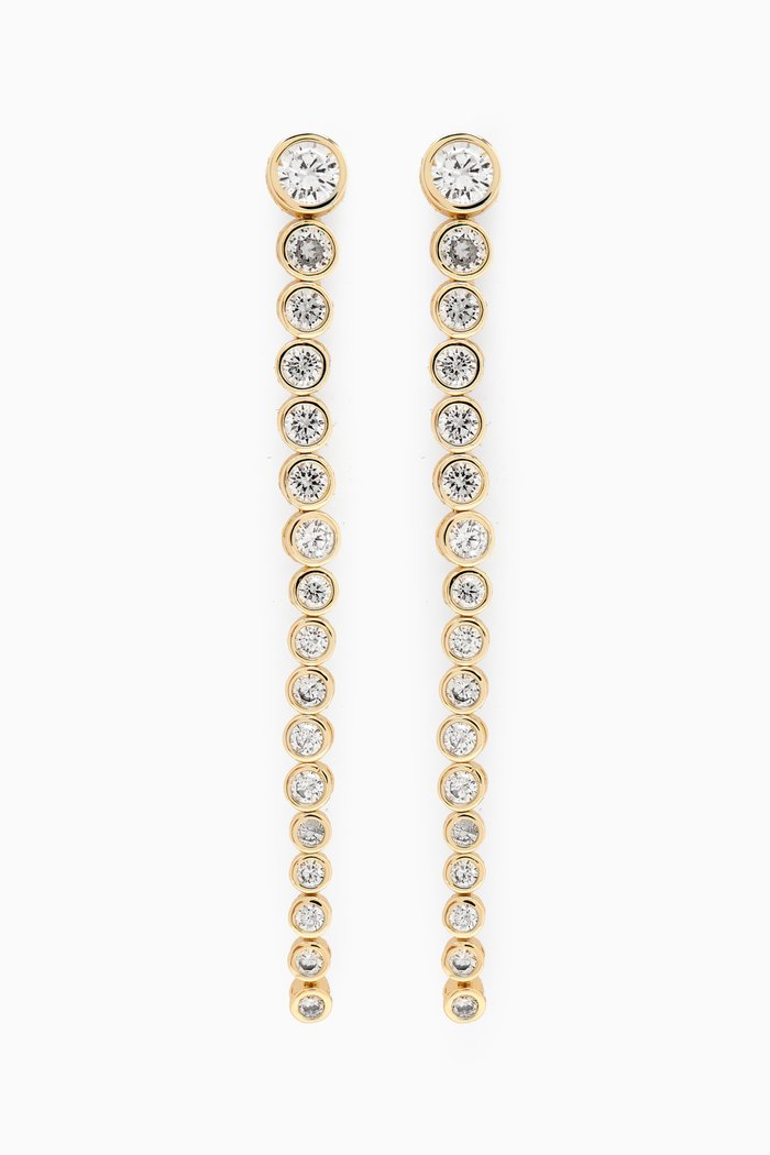 Round Graduated Bezel Drop Earrings, Gold