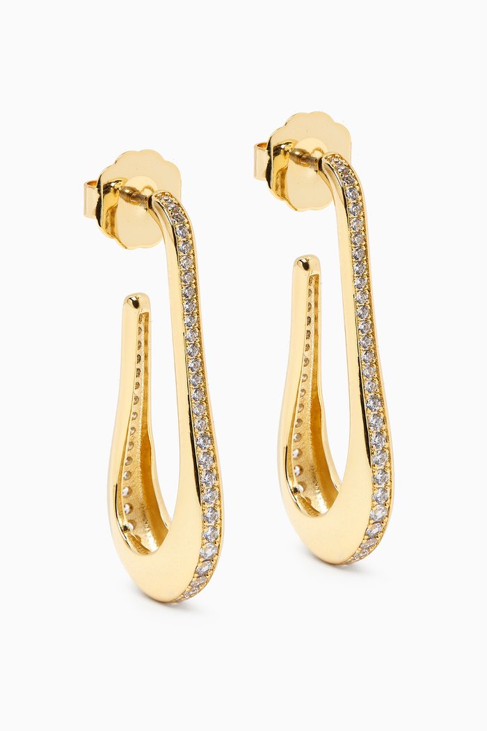 

Elongated Tear Drop Earrings in 14kt Gold-plated Brass