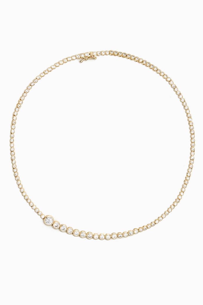 Graduated Round Bezel Necklace, Gold