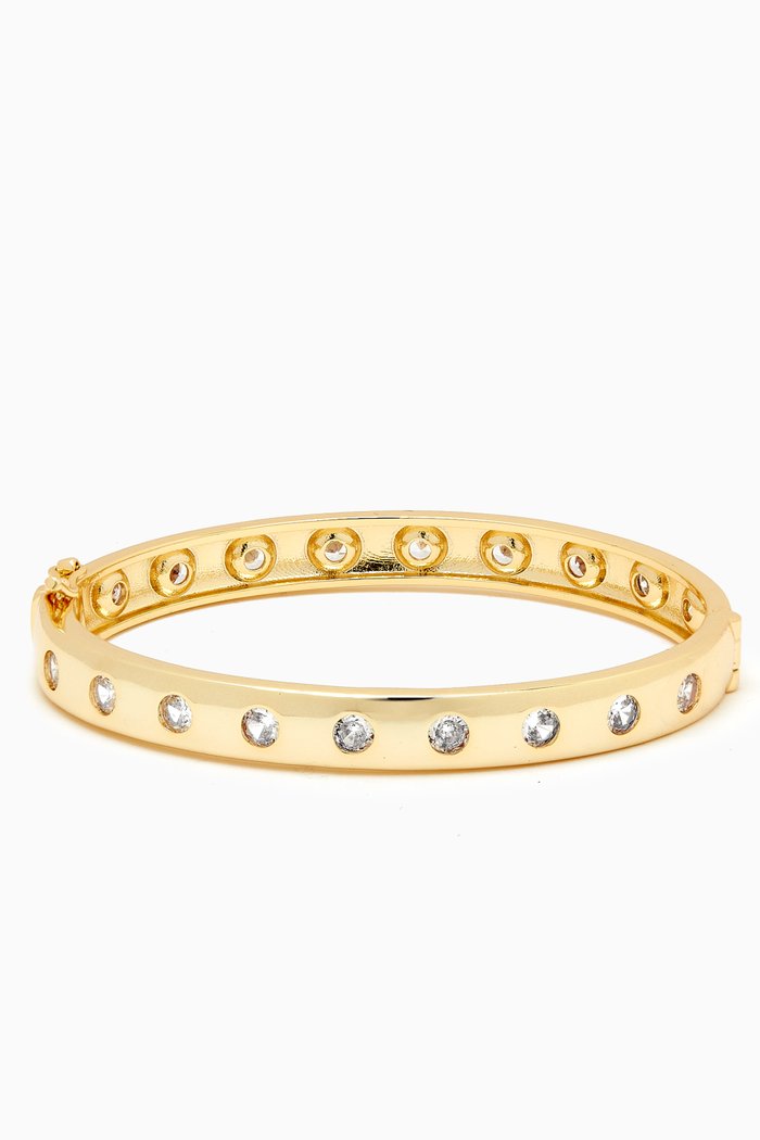 

Round CZ Bangle in Gold-plated Brass