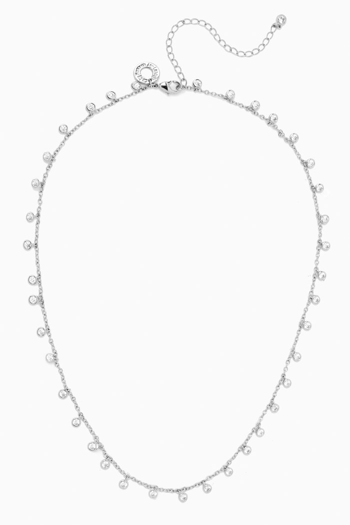 CZ Dangle Necklace in Rhodium-plated Brass, Silver