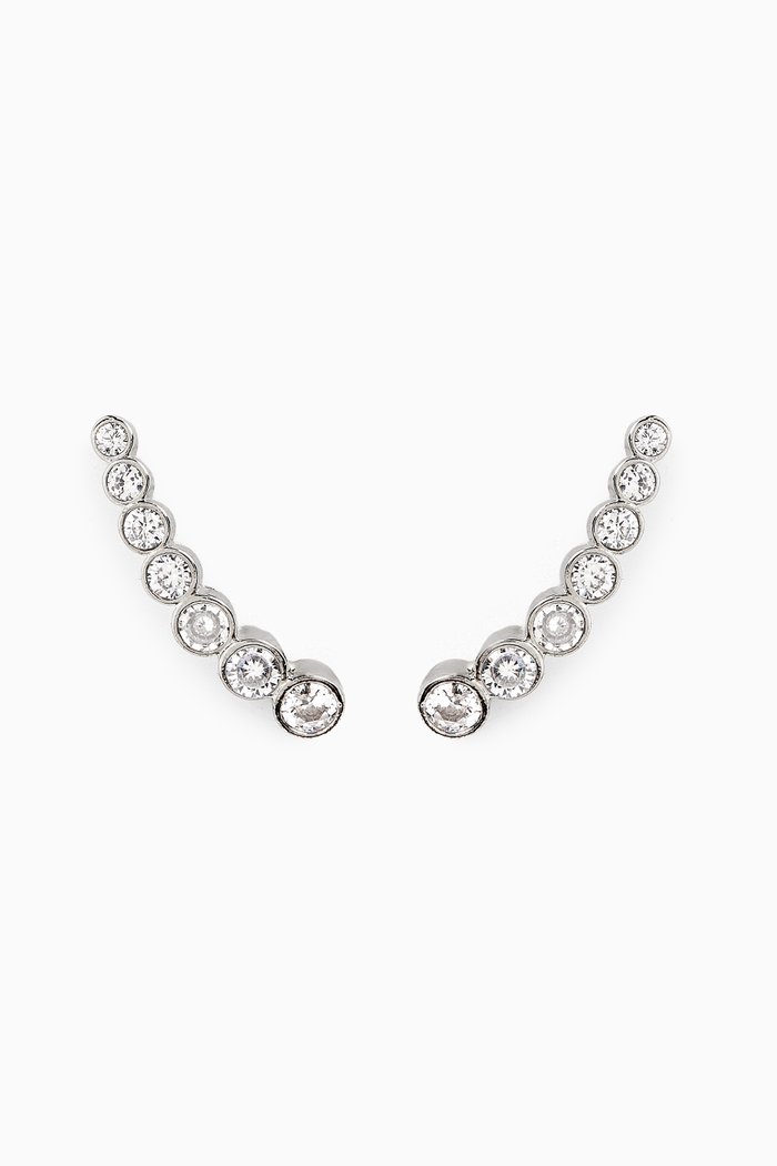 

Graduated Crawler Earrings in Rhodium-plated Brass, Silver