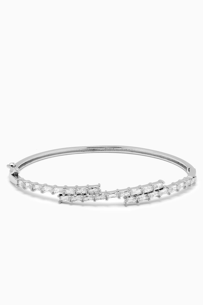 

Baguette Step Bangle in Rhodium-plated Brass, Silver