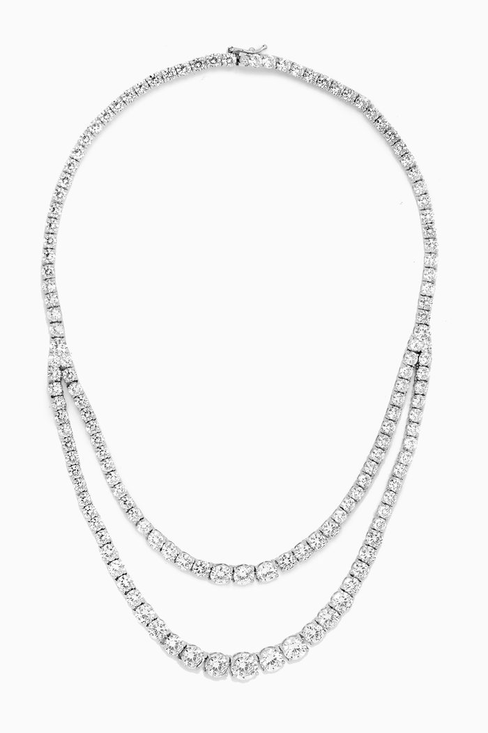 

Layered Tennis Necklace in Rhodium-plated Brass, Silver