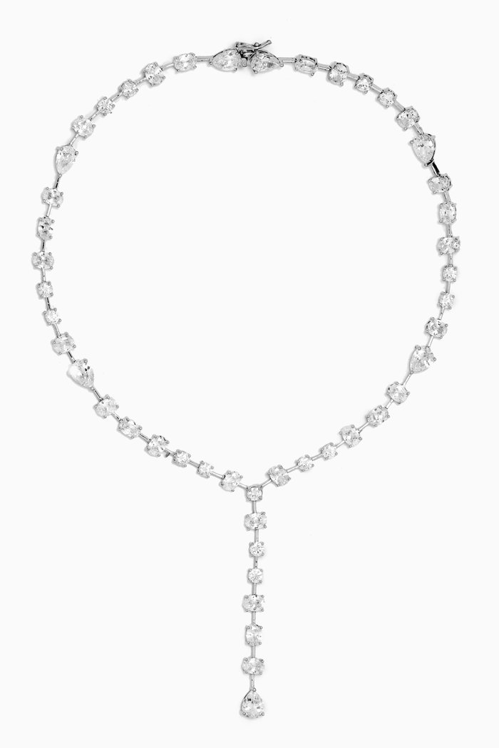 

Statement Y Necklace in Rhodium-plated Brass, Silver