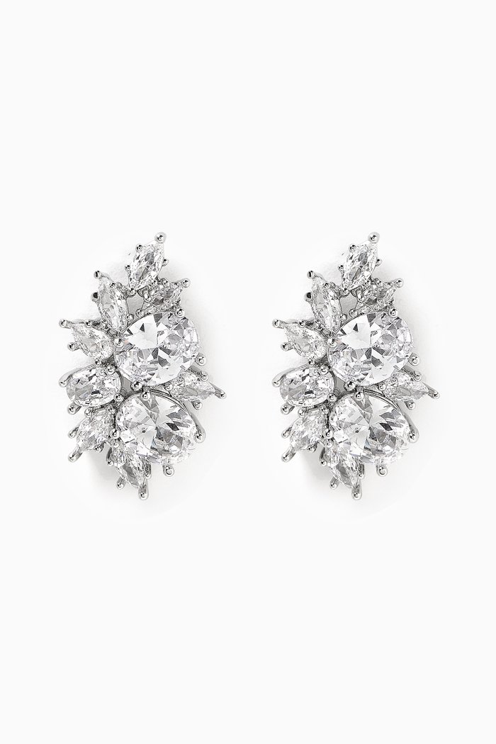 

Scatter Cluster Earrings in Rhodium-plated Brass, Silver