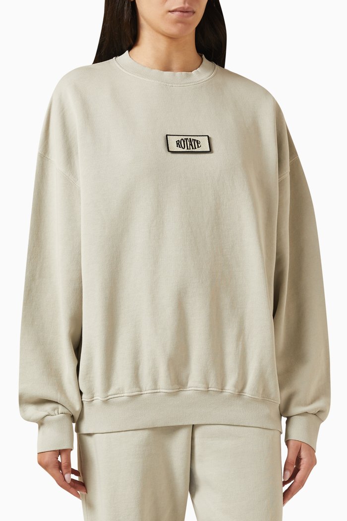 Irisa Logo-embroidered Sweatshirt in Organic Fleece, Neutral