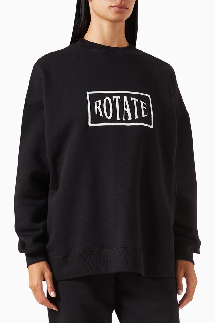Iris Logo Crewneck Sweatshirt in Organic Cotton-fleece, Black