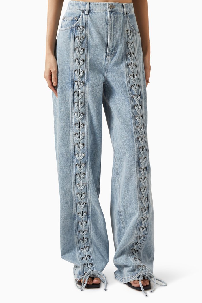 

Dixie Laced Jeans in Denim, Blue