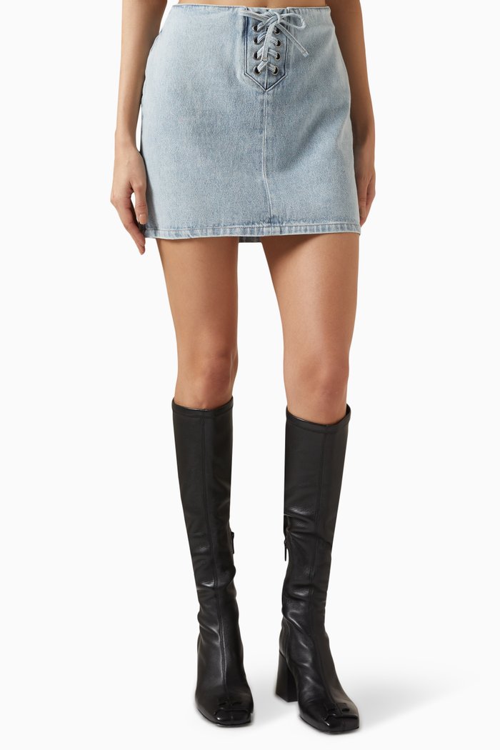 

Zoe Mini Skirt in Denim, Blue