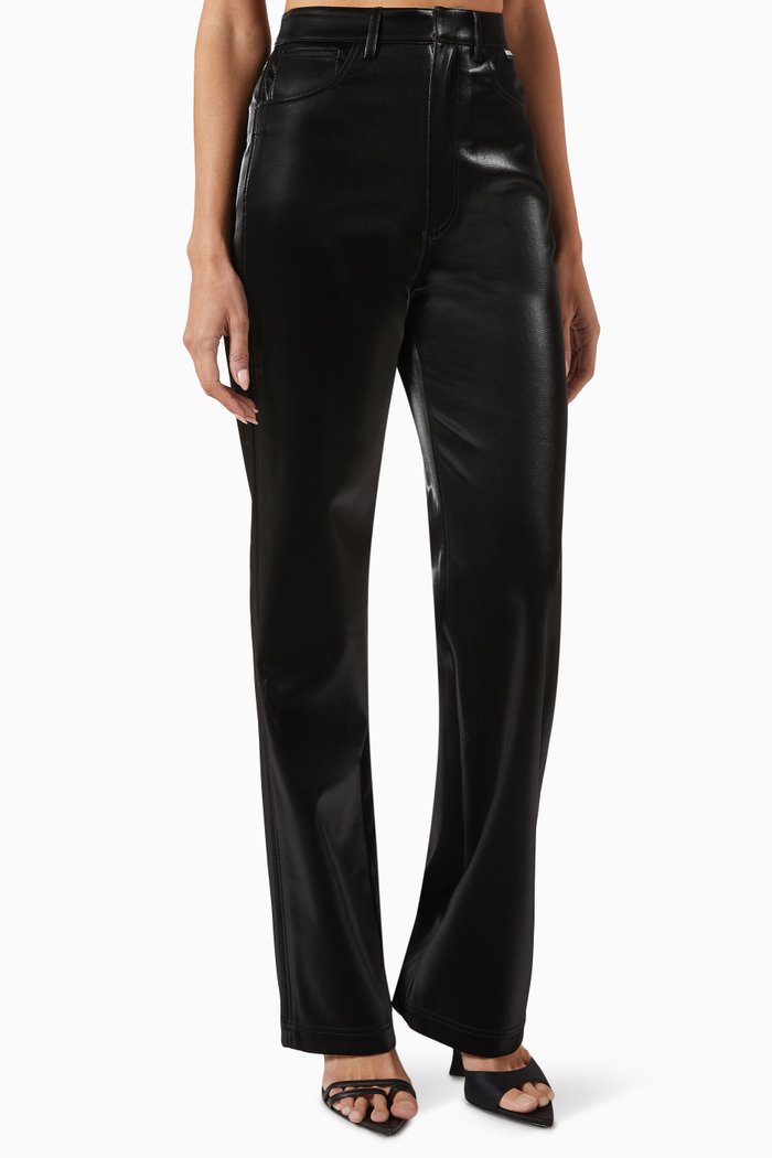 Rotie Pants in Faux Leather, Black