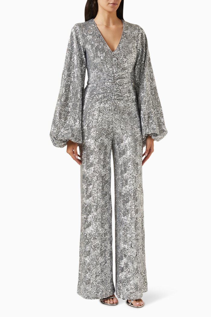 

Sirin Sequin-embellished Jumpsuit, Silver