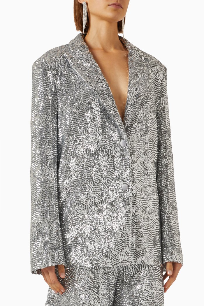 Catherisa Blazer in Sequin, Silver