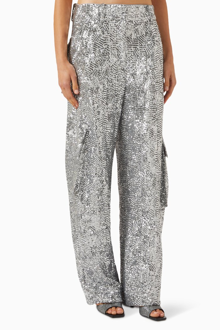 

Pia Cargo Pants in Sequin, Silver