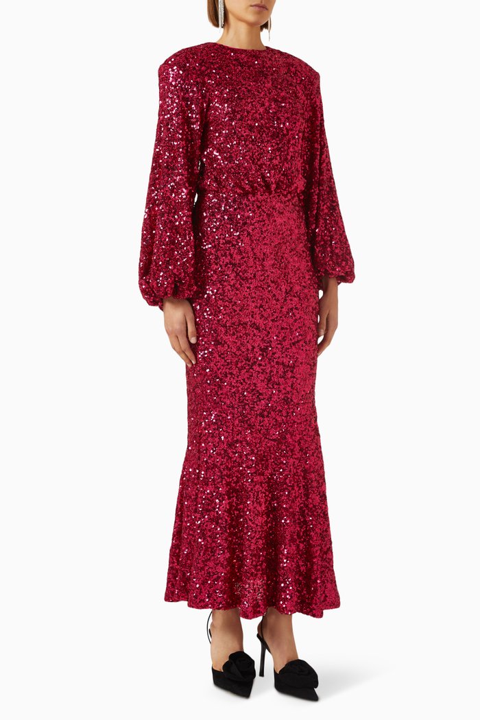 

Billia Maxi Dress in Sequin, Pink