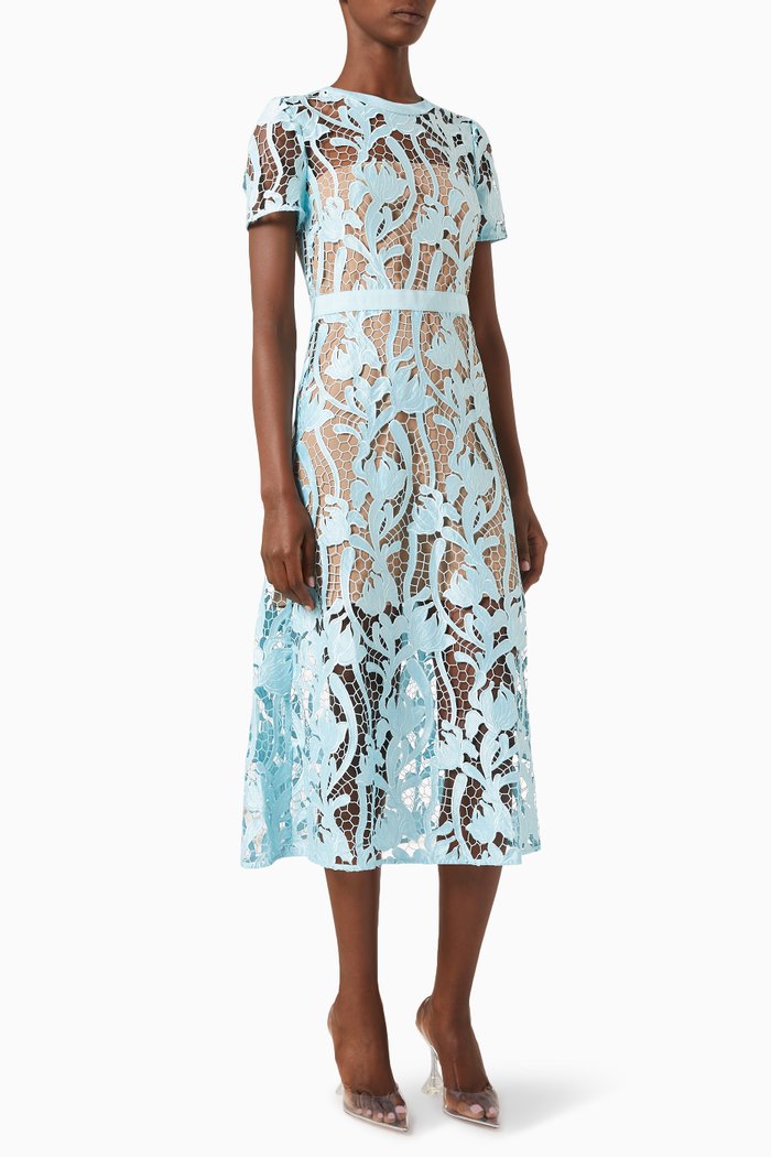 

Cut-out Midi Dress in Lace, Blue
