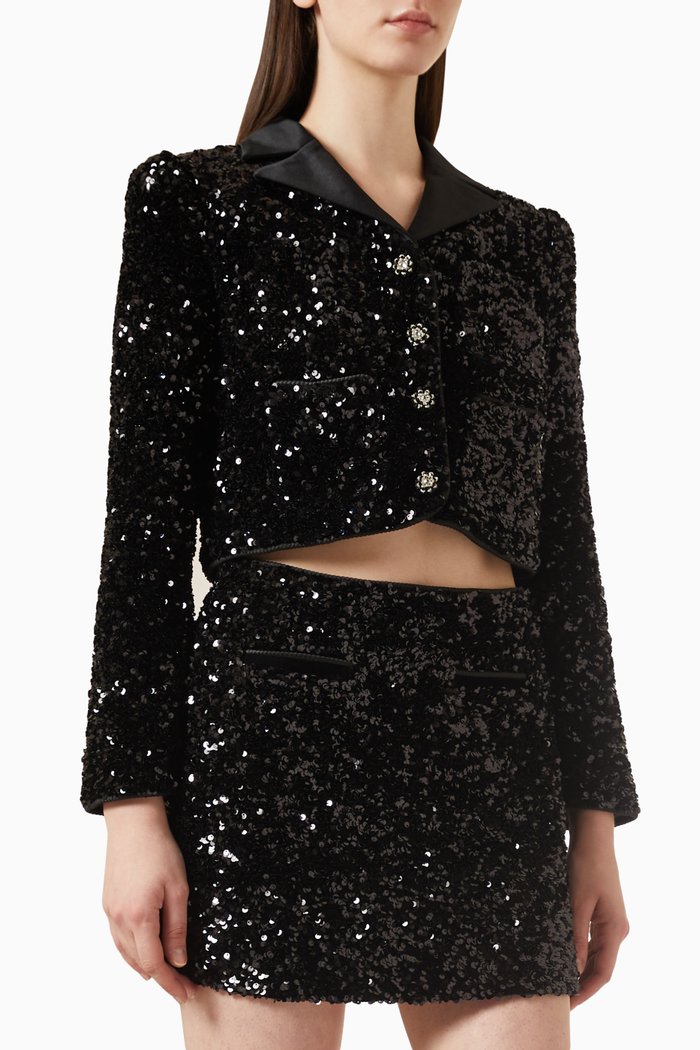 

Cropped Jacket in Sequin, Black