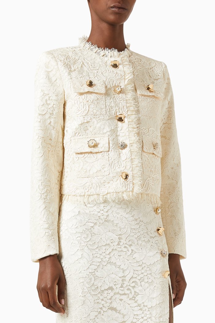 

Cord Crop Jacket in Lace, Neutral