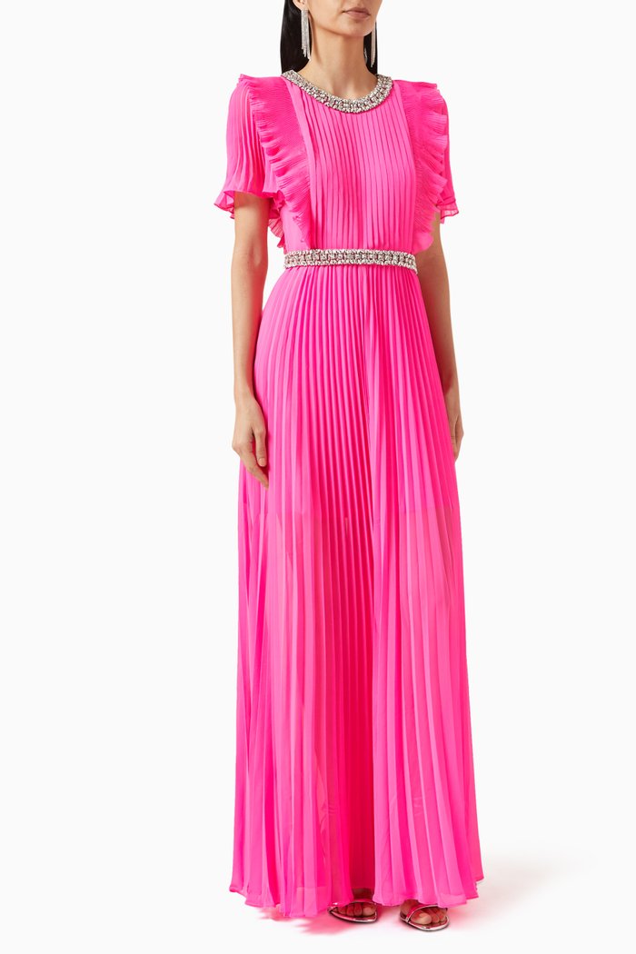 

Diamante Maxi Dress in Chiffon, Pink