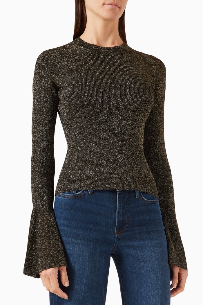 

Godet Top in Lurex-viscose, Black