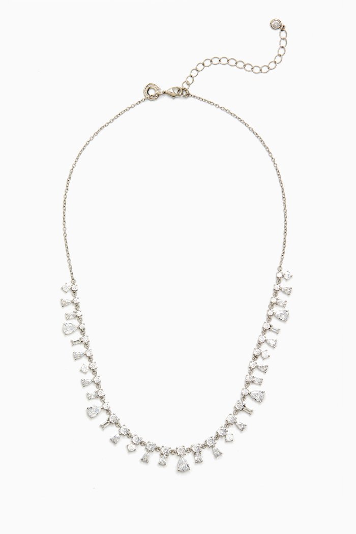 

Pear Drop CZ Collar Necklace in Rhodium-plated Brass, Silver