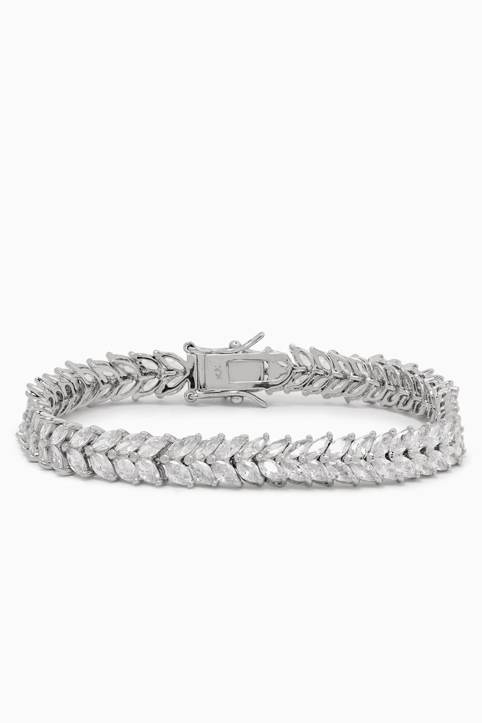 

Marquise CZ Bracelet in Rhodium-plated Brass, Silver