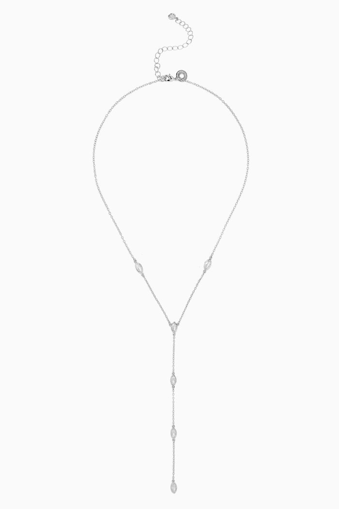 

Marquis CZ Delicate Chain Y Necklace in Rhodium-plated Brass, Silver