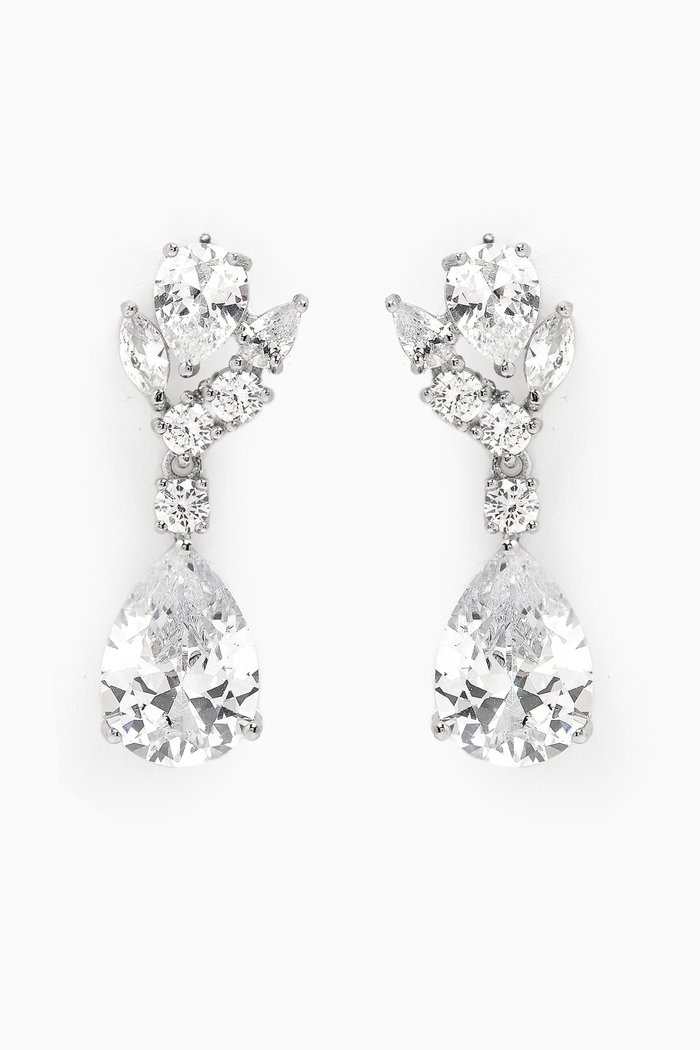 

Pear Drop Earrings in Rhodium-plated Brass, Silver