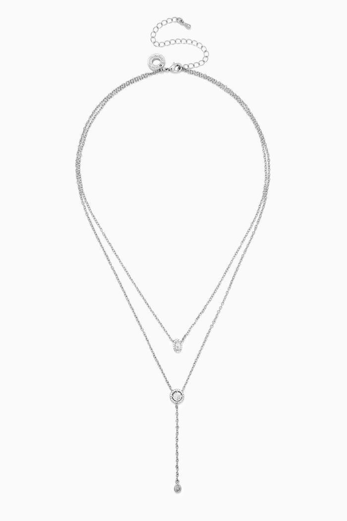 

CZ Double Y Necklace in Rhodium-plated Brass, Silver