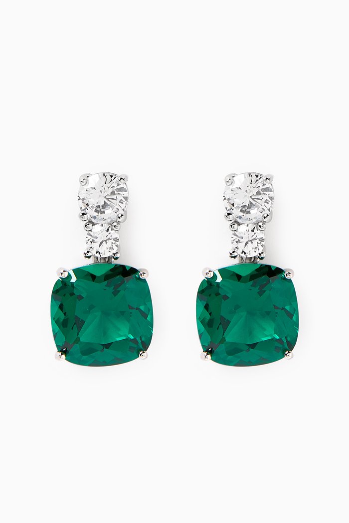 

Drop Earrings in Rhodium-plated Brass, Green