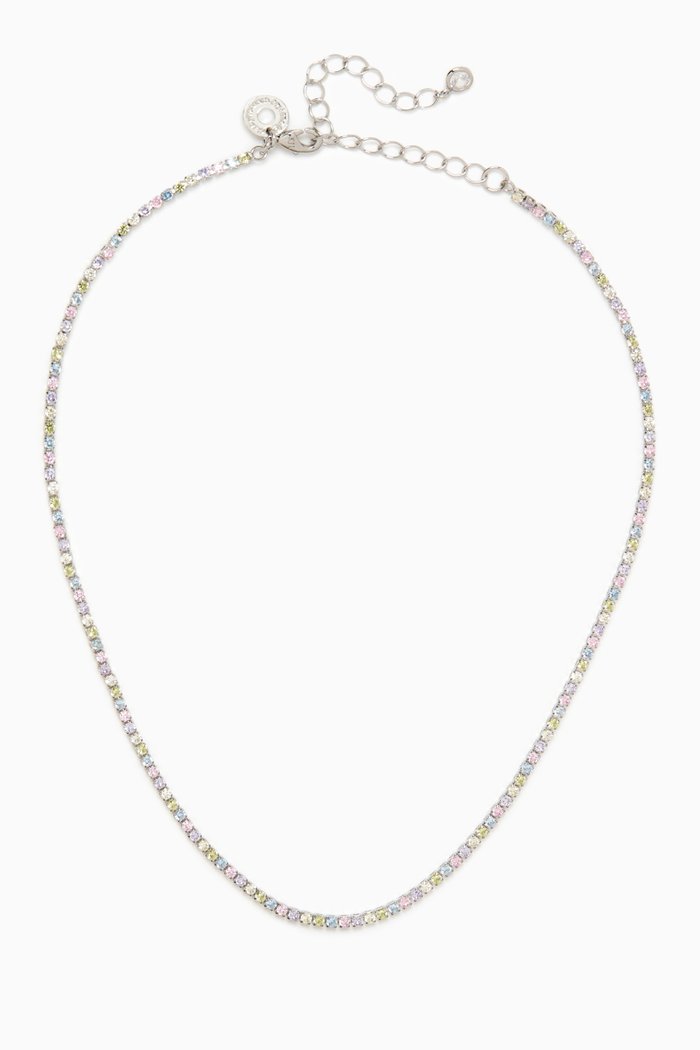 

Tennis Necklace in Rhodium-plated Brass, Multicolour