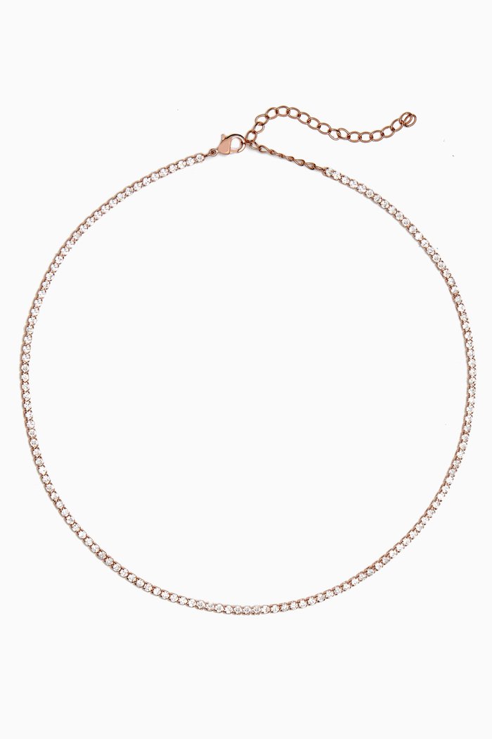 

Tennis Necklace in Rose Gold-plated Brass