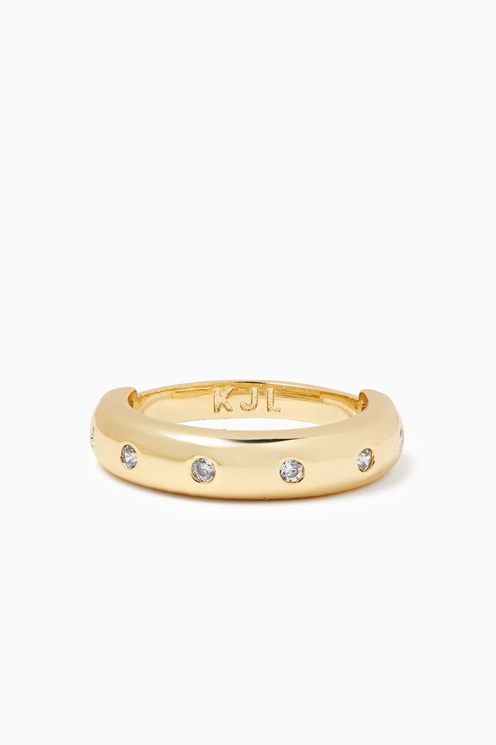 

Round Inlay CZ Oval Ring in Gold-plated Brass